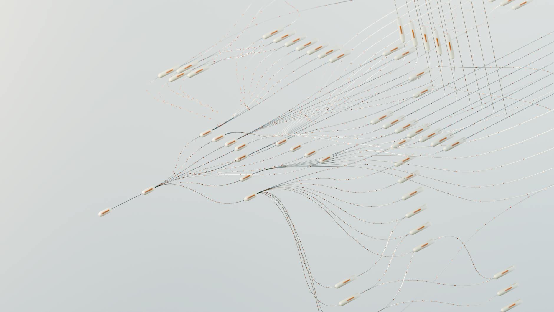 Abstrakcyjna sieć neuronowa symbolizująca sztuczną inteligencję w IT