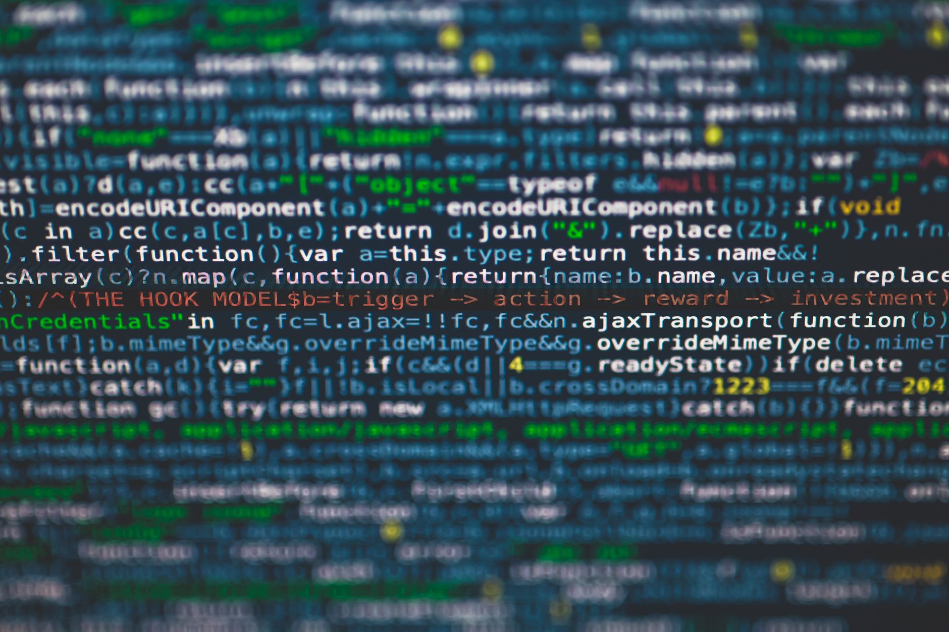 Kolorowy kod programowania na ekranie monitora